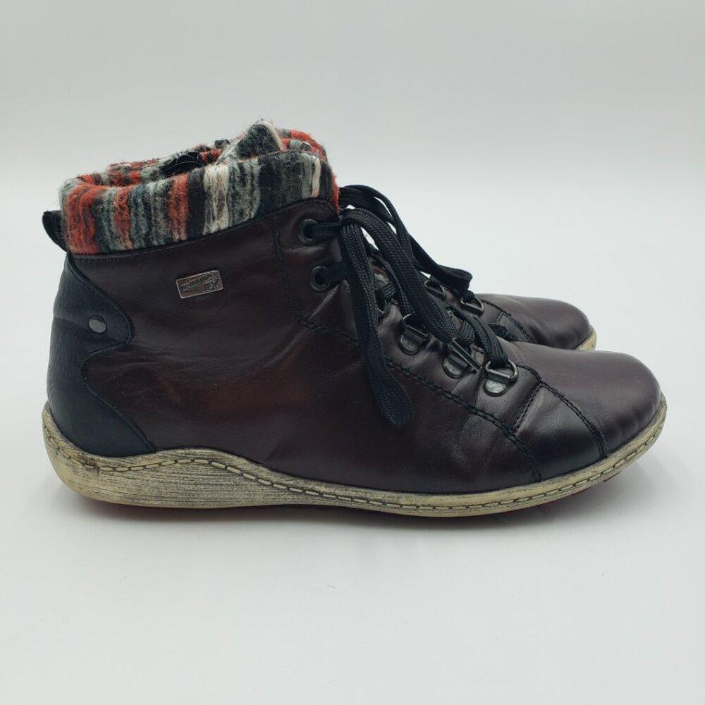 Remonte Tex High Top‎ Sneakers 38 Womens Leather Burgundy Wine Red